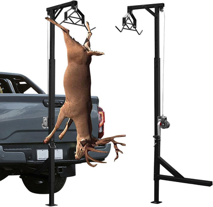 Deer Hoist with Winch and Gambrel, Game Hoist Complete Kit for Truck Hitch, 600lb Capacity Heavy Duty Game Hoist Kit