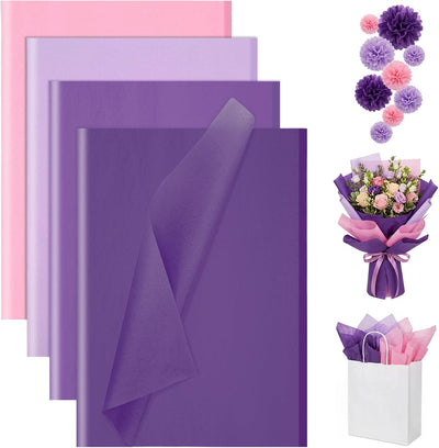 160 Sheets Purple Tissue Paper for Gift Bags 14 x 20 Inch Pink & Purple