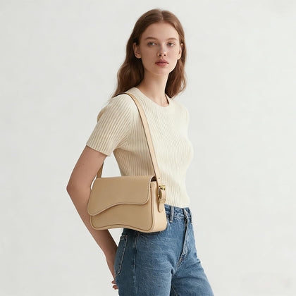 Shoulder Bag for Women Y2K Trendy Crossbody Purse Soft PU Leather Underarm Handbag with 2 Adjustable Straps for Daily
