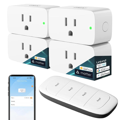 Matter Smart Plug, Work with Apple Home, Alexa, Siri, Google Home | Smart Outlet with Remote, Timer & Schedule