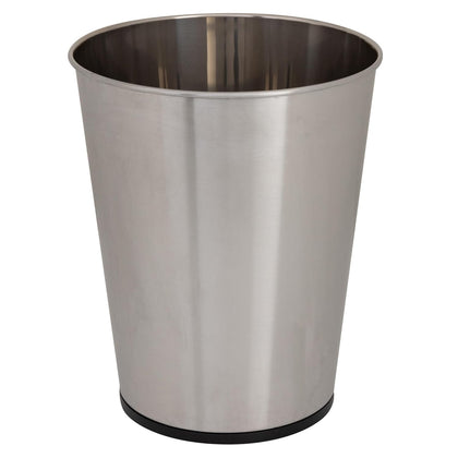 5 Liter Small Wastebasket, Stainless Steel | Compact Round Open Top Trash Can | Durable Bathroom Bedroom Dorm Office