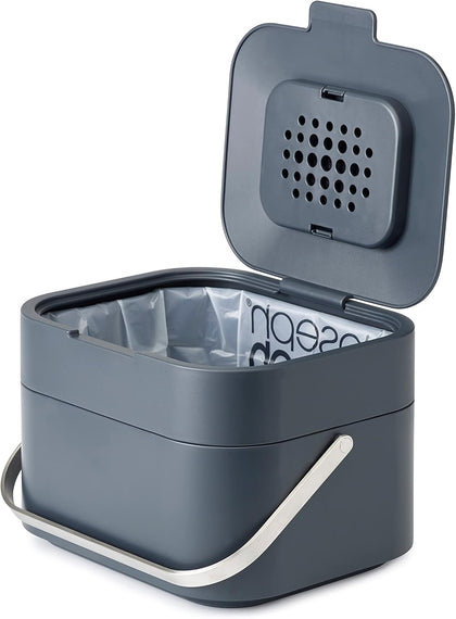 Intelligent Waste Compost Bin Food Waste Caddy with Odor Filter and Ventilation, 1 Gallon / 4 liters, Graphite