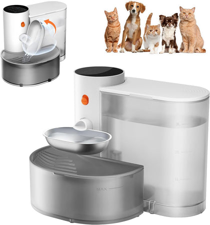 Smart Cat Water Dispenser - Stainless Steel Water Bowl, Upgraded Self-Refill Cat Water Fountain Automatic Water