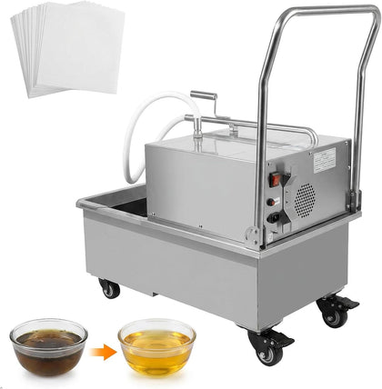 Fryer Filter Machine 55 L/14.5 Gal 550W 110V Deep Fryer Oil Filter Machine with Oil Filtration System Stainless Steel