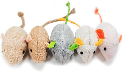 cat Toys 5pcs Mouse Toys, Interactive Catnip Animal Toys for Indoor Kittens to Eliminate Boredom for Bored Indoor