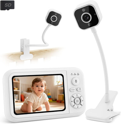 Baby Monitor with Camera and Audio, No WiFi, with Clip for Crib & Stand | Portable 3.5" HD IPS Video Screen, 2.4G