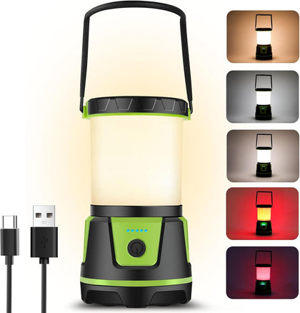 Rechargeable LED Lantern - 3000 Lumens, 5 Light Modes, IP54 Waterproof, 7500mAh Battery, Portable Flashlight for