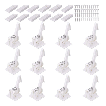 12 Pack Cabinet Locks Child Safety Latches - Baby Proofing Cabinets Drawer Lock with Adhesive Easy Installation - No