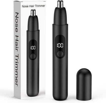 Nose Hair Trimmer, Rechargeable Cordless Painless Ear Eyebrow Trimming Tool Dual Edge Blades Razor Easy Cleansing
