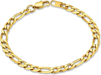 Figaro Link Chain Bracelet for Men Stainless Steel Jewelry | Black/ Gold Bracelets Men, 6/9/13mm Figaro Cuabn