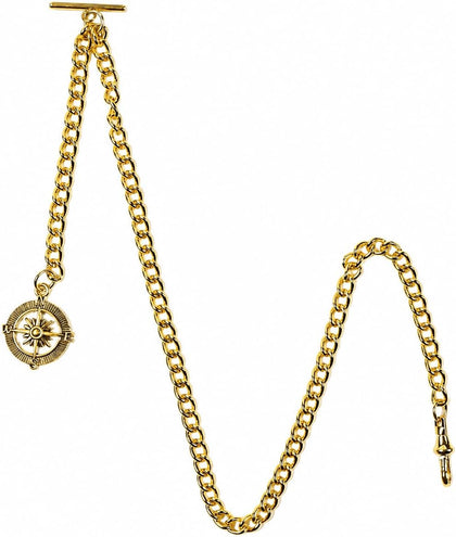 Men's Pocket Watch Chain Albert Vest Chain Compass Necklace Pendant Design Pendant T Bar