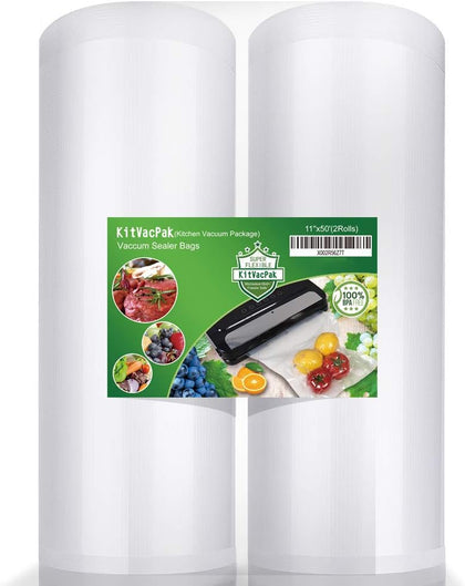 Vacuum Sealer Bags Rolls with 2 Pack 11"x50' for Food Storage