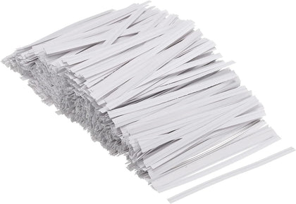 Twist Ties 3" Paper Closure Tie for Party Tying Gift Bags, Candy, Bread, Arts Crafts White Pack of 500