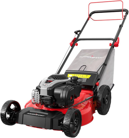 21" Self-Propelled Gas Lawn Mower, 140cc Briggs & Stratton Engine, 3-in-1 Mulching/Bagging/Side Discharge, 6 Cutting