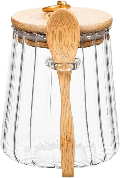 Sugar Bowls Sugar Container 25.36 FL OZ Glass Coffee Canister Airtight Food Storage Jar with Lid and Spoon Candy Jar