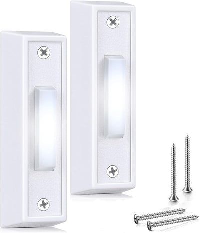 2 Pieces Lighted Doorbell Button, White, White Light | Voltage Range 8V-24V, Wired lit Doorbell, Door Bell Push