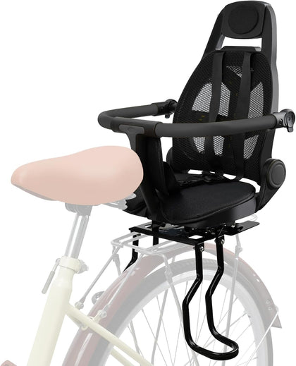 Rear Child Bike Seat,Rear Mounted Child Bike Seats,Back Mount Child Seat with Back Rest Armrest Foot Pedals,Width