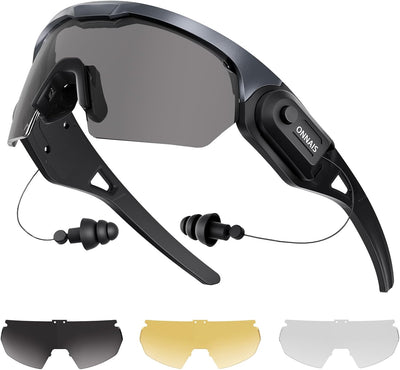 Safety Glasses ANSI Z87.1+ with Earplugs NRR 32dB | Range Protective Eyewear with Ear Protection, Anti-Fog Eye