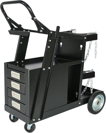 Welding Cart wit 4 Drawers, Heavy Duty Rolling Welder Cart with Wheels Handles and Gas Tank Holder