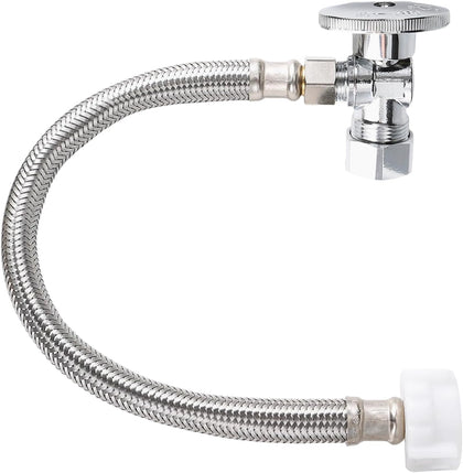 Toilet Hose Water Supply Line Kit - 12" Length 3/8" COMP x 7/8" BC Braided Toilet Connector Hose & Shut Off Toilet