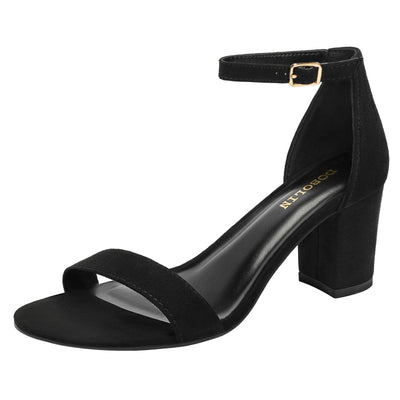 Wide Width Heels for Women Dress Shoes Heeled Sandals 2.5-Inch Low Block Chunky Ankle Strap Strappy Open Toe Pumps