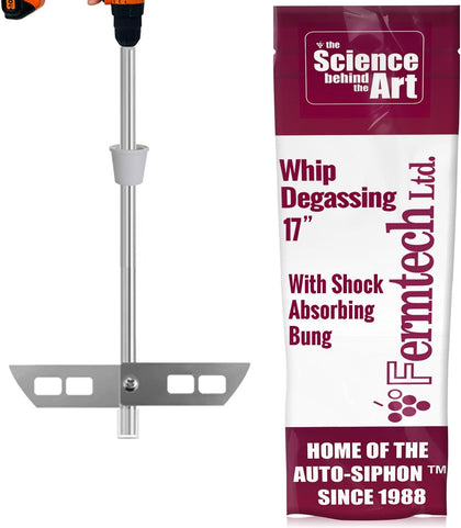17" Stainless Steel Degassing Whip Stirrer Wand with Paddle Degasser for Wine Making, Homebrewing, Craft Brew &
