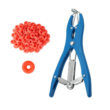 Goat Banding Tools, Livestock Castration Bander Kit, Stainless Steel Banding Tool with 100pcs Band Rings for Goats