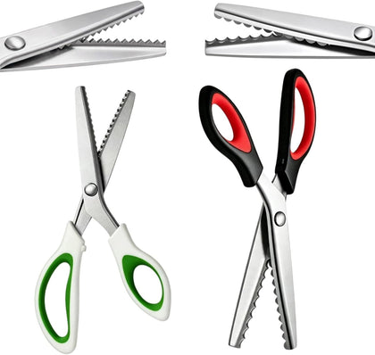 Pinking Shears Set 2-Pack — Scalloped Wavy and Zig Zag Fabric Scissors, 9.5 Inch Stainless Steel Sewing Shears