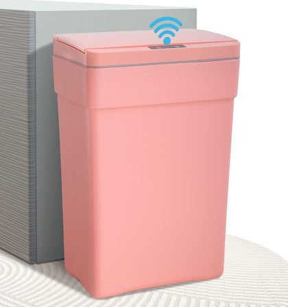 13 Gallon Motion Sensor Trash Can with Lid, Pink, Plastic