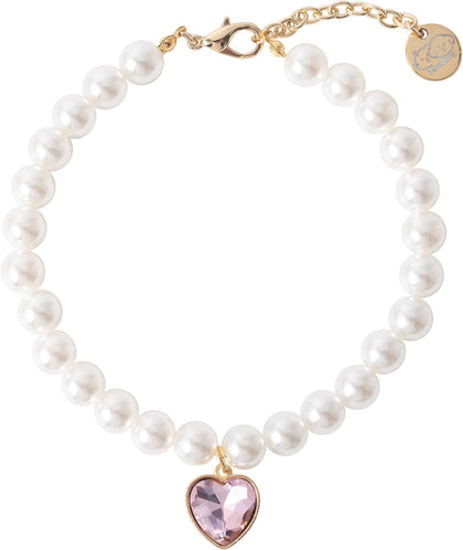 Pearl Cat Collar Dog Collar Rhinestone Necklaces for Small Dogs Collar Accessories Pet Collar (Upgraded Pink, Medium)