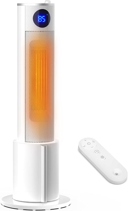Space Heater with Humidifier - Portable Tower Heaters for Indoor Use, Remote, Adjustable Thermostat, 3 Heat Modes