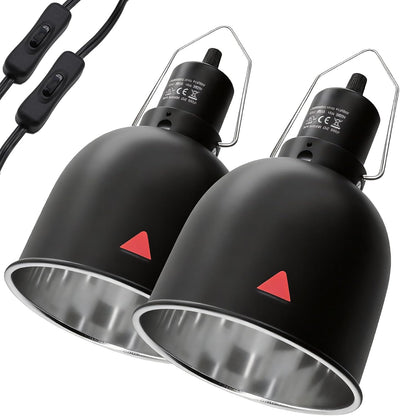 2-Pack Reptile Light Fixture 5.5in Deep Dome Reptile Lamp Fixture Heat Lamp Fixture for Heat/UVA/UVB Bulb Basking