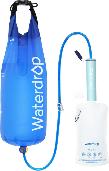 Gravity Water Filter Straw, Camping Water Filter, 0.1 Micron | Survival Water Purifier for Hiking, Backpacking &