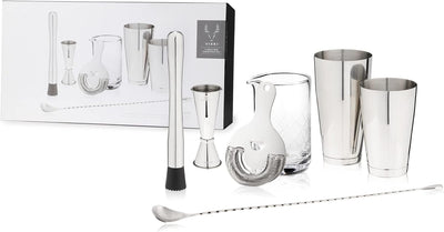 Bartender Kit for Mixed Drinks and Cold Brew Cocktails, Includes Boston Cocktail Shakers, Mixing Glass, Jigger