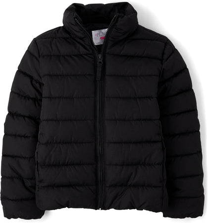 Girls' Medium Weight Wind-Resistant, Water-Resistant Puffer Jacket