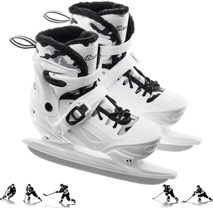 Ice Hockey Skates with Comfortable Padding & Breathable Lining, Fashion Camouflage Pattern Ice Skates for Children