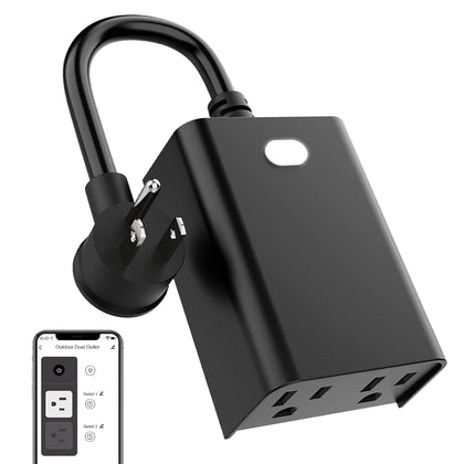 WiFi Outdoor Smart Plug, Smart Plugs that Work with Google Home for Voice Control, Wireless Remote APP Control Smart