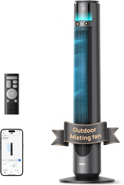 TurboCool Outdoor Misting Fan 711AS, 33 ft/s High Velocity, 20dB Quiet | 12 Speeds, 4 Modes, 150° Customizable
