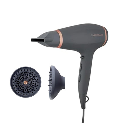 Ionic Hair Blow Dryer & Diffuser + Concentrator Attachments, for All Hair Types, 1875 Watts, 3 Heat Settings & Cool