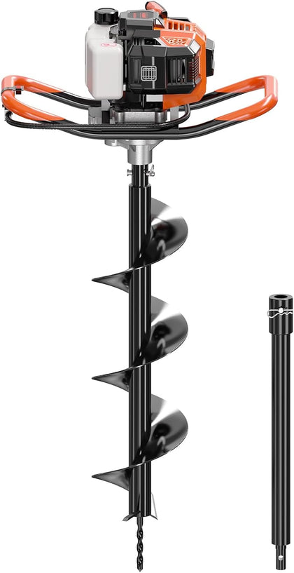 43CC Post Hole Digger, Auger Post Hole Digger Easy Start, 2-Cycle Xtreme Engine, Gas Powered Earth Auger with 8"