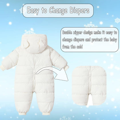 Infant Toddler Snowsuit Cute Baby Bear Suit Newborn Winter Coat Warm Hooded Jumpsuit for Boys Girls