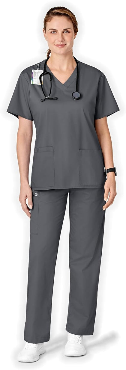 WonderWORK Women's Pull-On Cargo Scrub Pant, Pewter, XL
