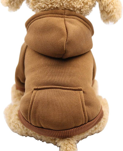 Soft Dog Hoodies for Small Dogs, Fleece Puppy Sweatshirt with Pockets, Warm Winter Cold Weather Coats for Pet Cat