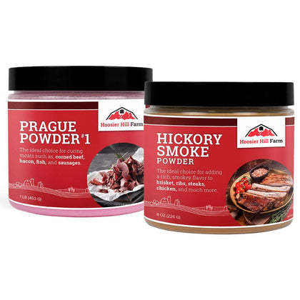 Meat Lover's Bundle, Prague Powder No. 1 Pink Curing Salt 1LB (Pack of 1), Hickory Smoke Powder 8oz (Pack of 1)