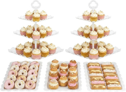 5-Piece Cupcake Stand & Appetizer Trays Set (White)