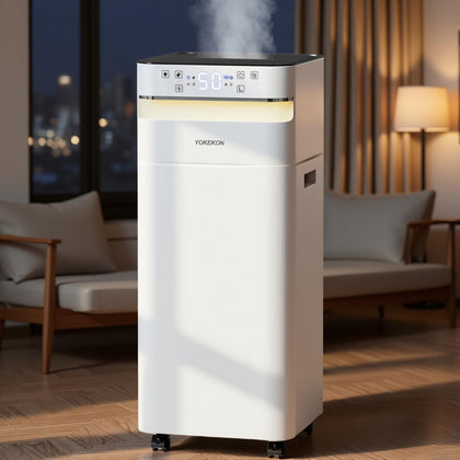 Humidifier Large Room 5.8Gal/22L, 2500 sq.ft. Cool Mist Humidifiers for Home Bedroom with Flame & Night Light, Top