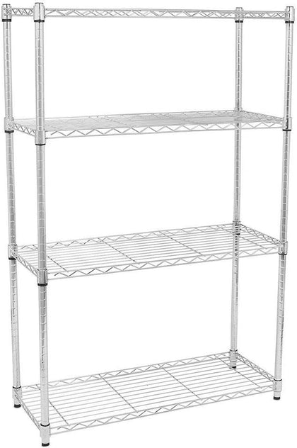 Commercial Chrome Wire Shelving Rack, All Stainless-steel Heavy Duty 4 Tier Wire Shelf W60xD18xH71