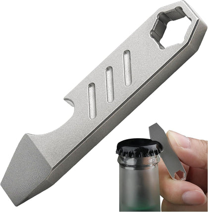 Titanium Mini EDC Pry Bar Tool, Pocket Prybar with Bottle Opener | Multi-tool Scraper Opener, Portable Pocket