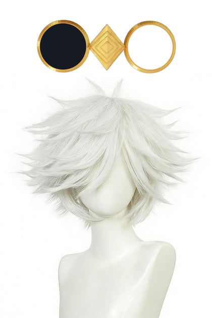 Qifrey Cosplay Wig Glasses Set Adults Witch Hat Atelier Qifrey Costume Accessories Wig Eyewear for Halloween (White)