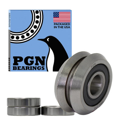 PGN RM2-2RS (4 Pack) 3/8" V-Groove Roller Ball Bearing Chrome Steel Sealed